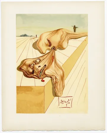 Holzschnitt Dali - Les hommes qui s'entre-dévorent. La Divine Comédie (L' Enfer, Chant 30)