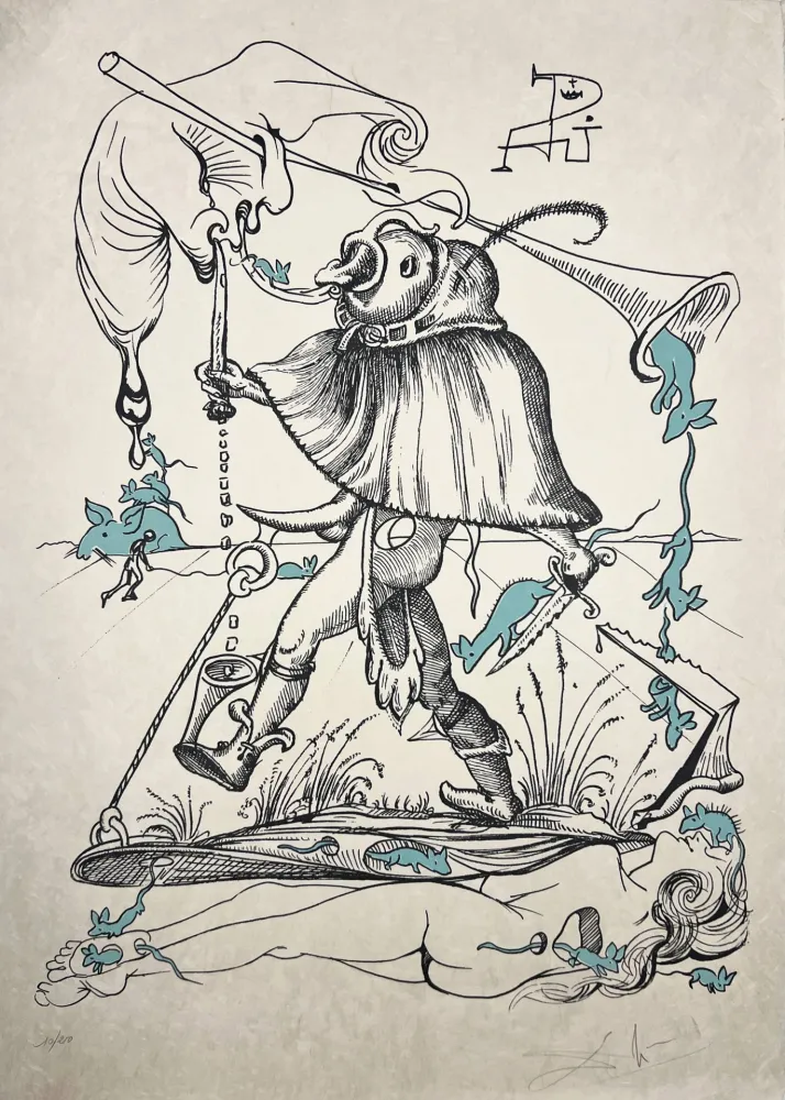 Lithographie Dali - Les Songes Drôlatiques de Pantagruel, Planche VI