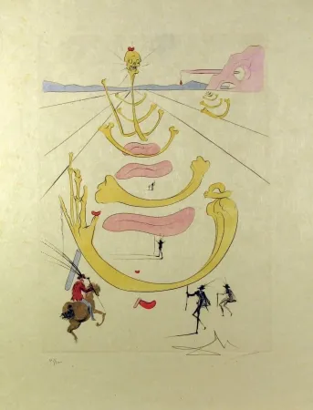 Radierung Und Aquatinta Dali - Masque De La Mort