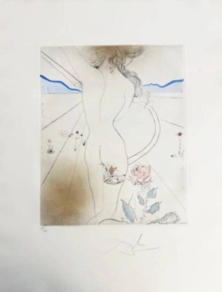 Kaltnadelradierung Dali - Nu à la jarretière (Nude with Garter)