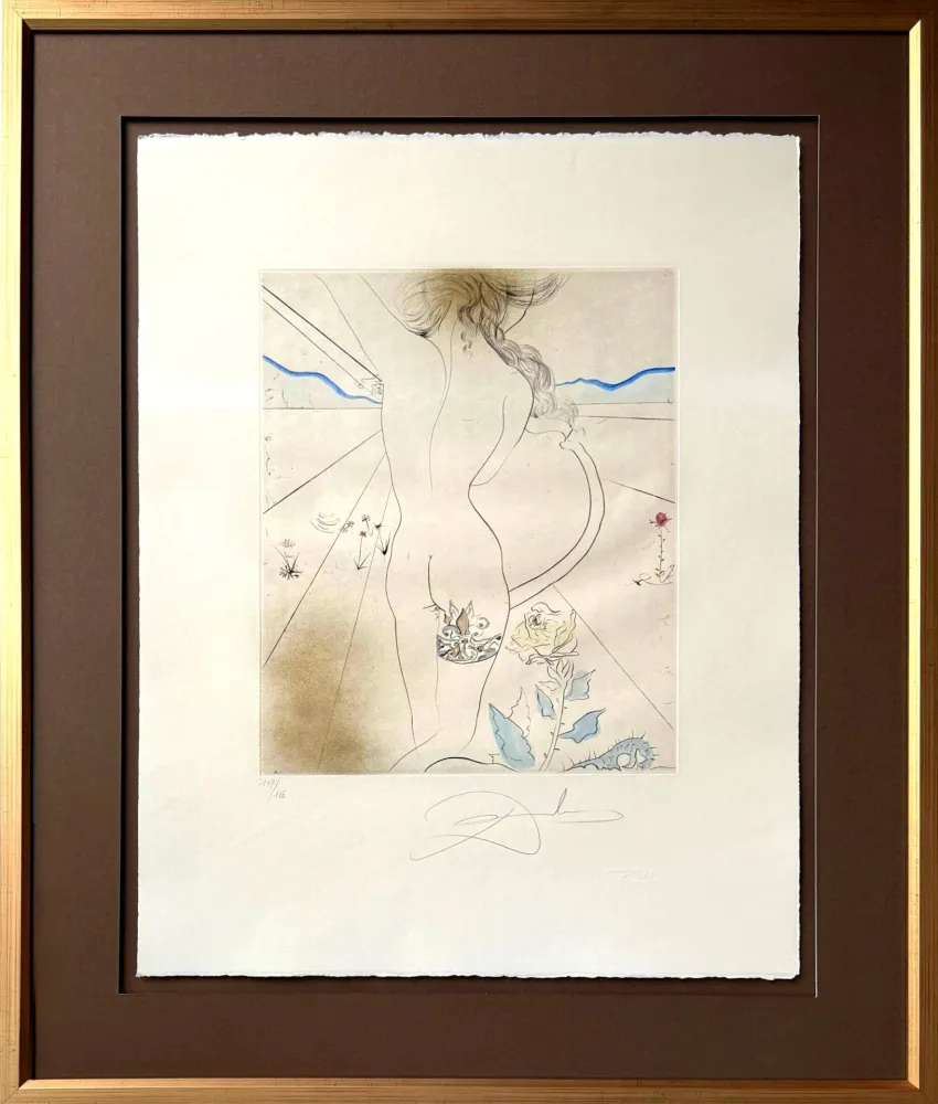 Kaltnadelradierung Dali - Nu à la jarretière (Nude with Garter)