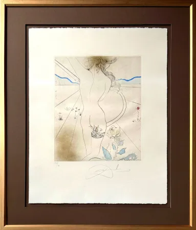 Kaltnadelradierung Dali - Nu à la jarretière (Nude with Garter)