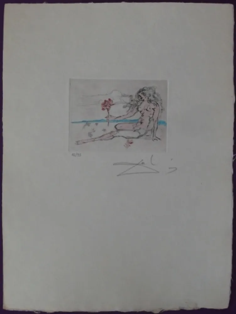 Radierung Dali - Nude with rose