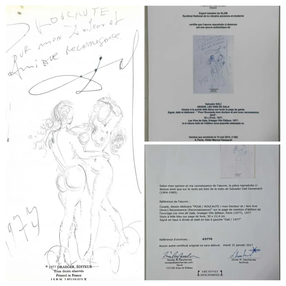 Illustriertes Buch Dali - Original Drawing- Nude Couple 