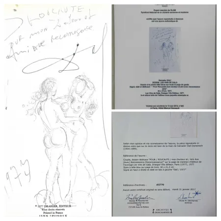 Illustriertes Buch Dali - Original Drawing- Nude Couple 