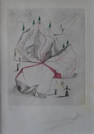 Radierung Dali - Poèmes de Mao Tse-Toung : Montagne de la Paix 