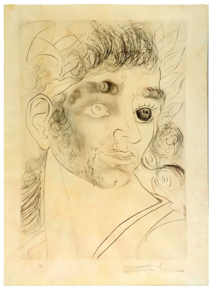 Kaltnadelradierung Dali - Portrait of alexander the great