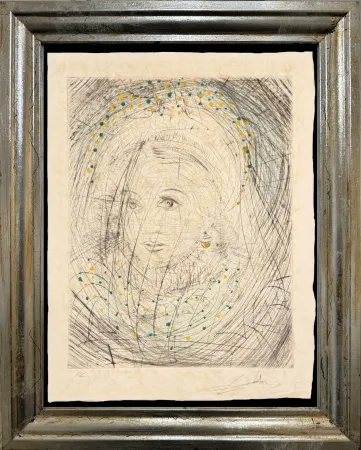Kaltnadelradierung Dali - Portrait of  Marguerite
