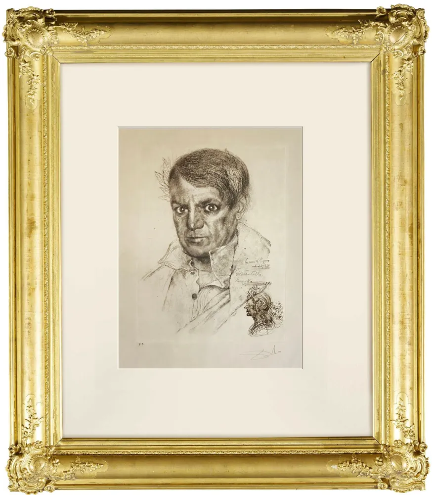 Kaltnadelradierung Dali - Portrait of picasso