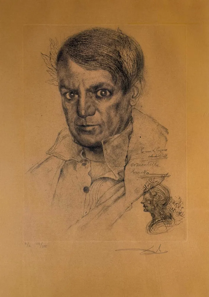 Stich Dali - Portrait of Picasso (Ochre)