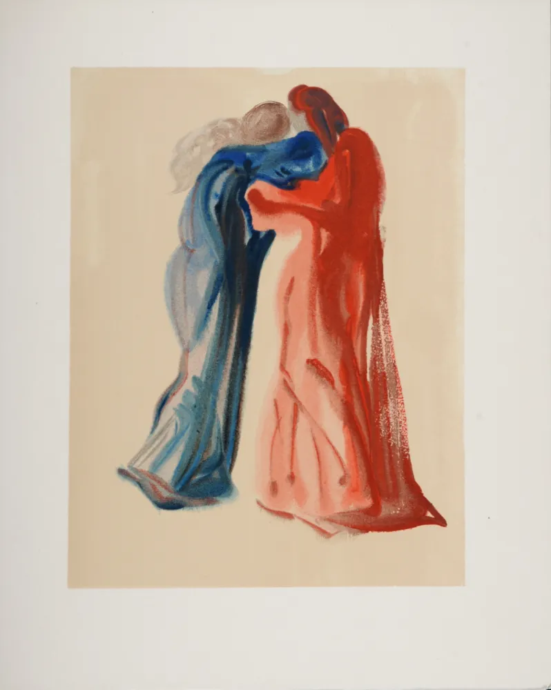 Holzschnitt Dali - Rencontre de Dante et de Béatrice, 1963