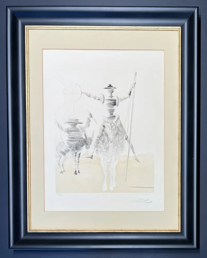 Stich Dali - Salvador Dalì (1904–1989)  -Don Quichotte et Sancho Pança - Etching and aquatint