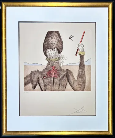 Stich Dali - Salvador Dalí (1904–1989) - Don Quixote (The Dreamer) - Hand coloured drypoint, etchings on Arches paper - 1981
