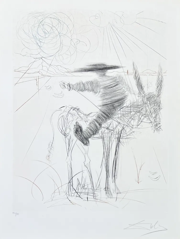 Kaltnadelradierung Dali - Salvador Dalí (1904-1989) - Drypoint etching on Lana paper - 1970