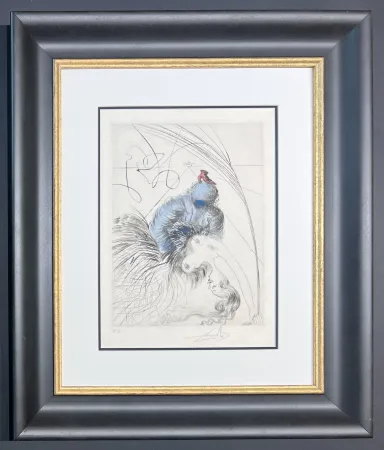 Kaltnadelradierung Dali - Salvador Dalí (1904-1989) - Hand watercolored drypoint etching on Japanese paper - 1969