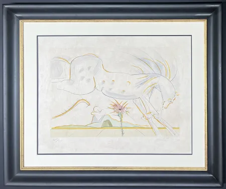 Stich Dali - Salvador Dalì (1904–1989) - The Horse and the Wolf - drypoint etching with stencil on extremely fine Japanese paper - 1974