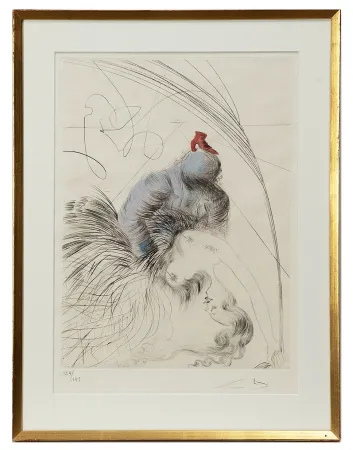 Stich Dali - Salvador Dalí (1904-1989) – Woman whit shoe – Hand watercolored drypoint etching on Japanese paper – 1969