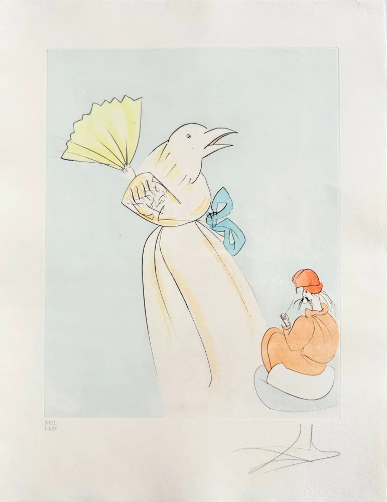 Kaltnadelradierung Dali - Shitakiri (The tongue-cut sparrow)