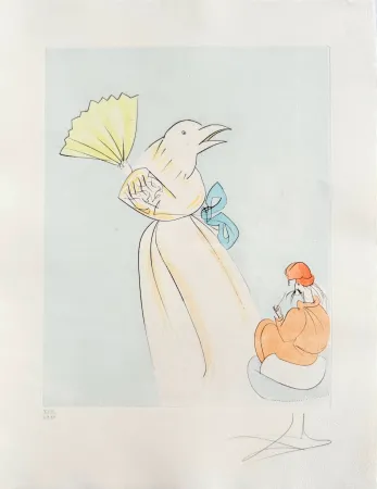 Kaltnadelradierung Dali - Shitakiri (The tongue-cut sparrow)