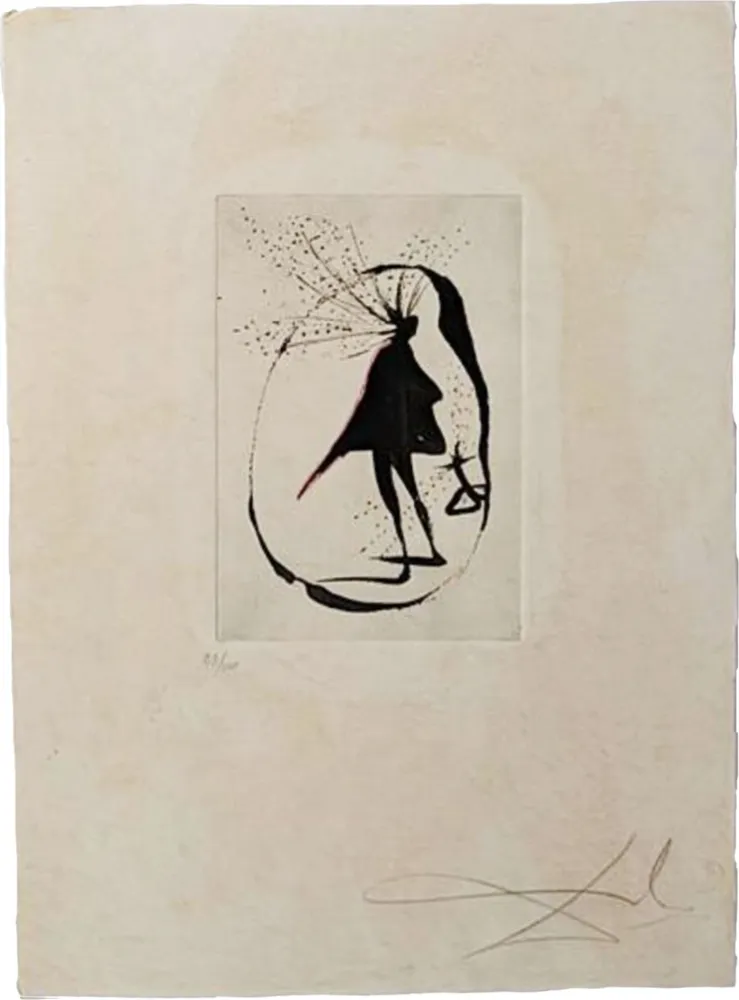 Kaltnadelradierung Dali - Silhouette