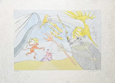 Kaltnadelradierung Dali - The Elephant and Jupiter's Monkey