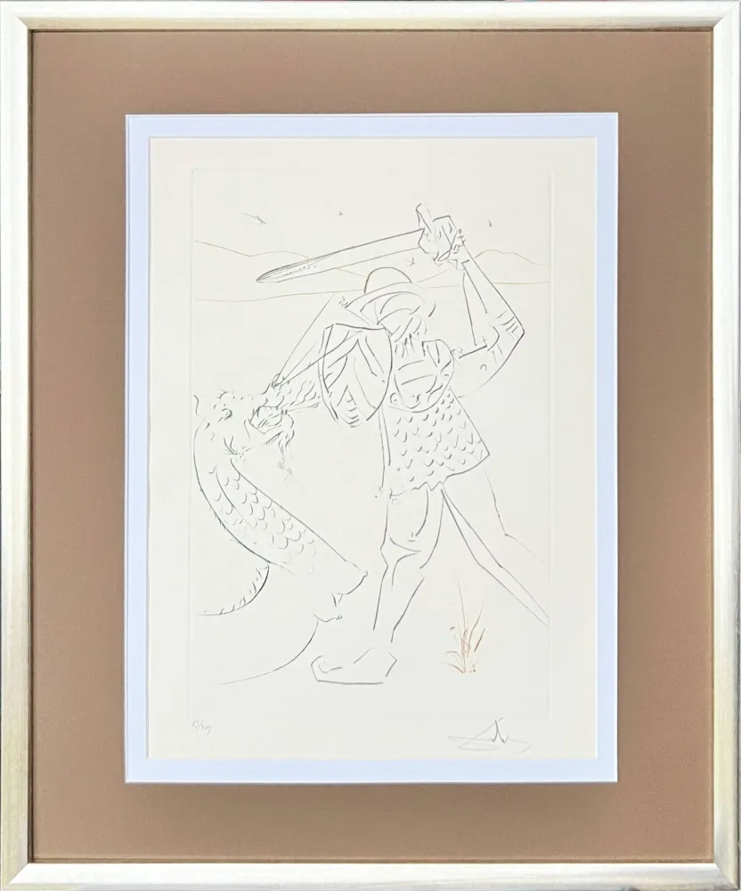Kaltnadelradierung Dali - The Fall of Lancelot