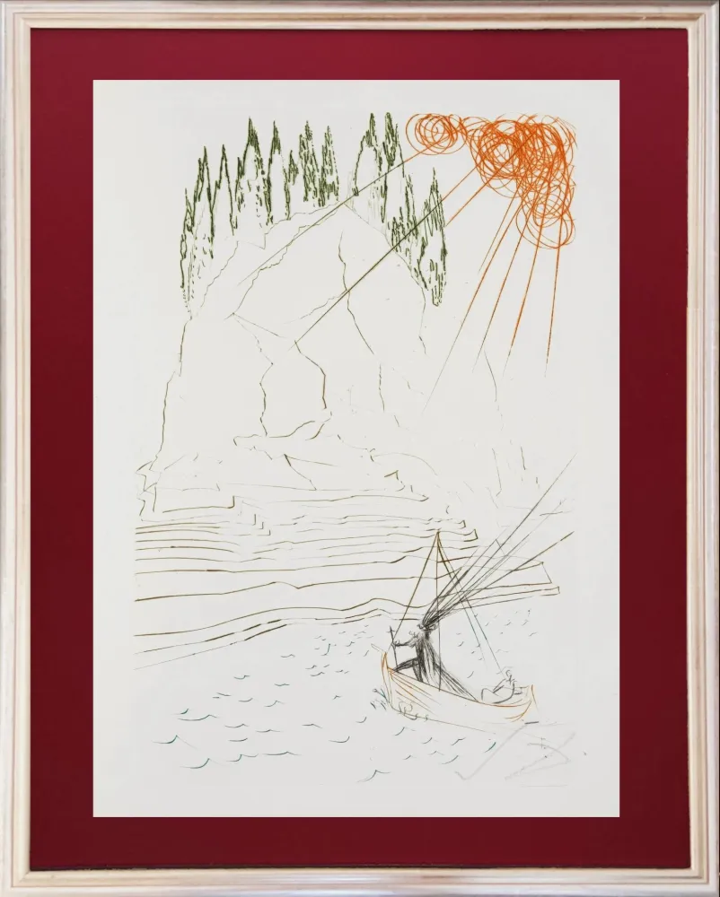 Radierung Dali - The Fight with Sir Morhault