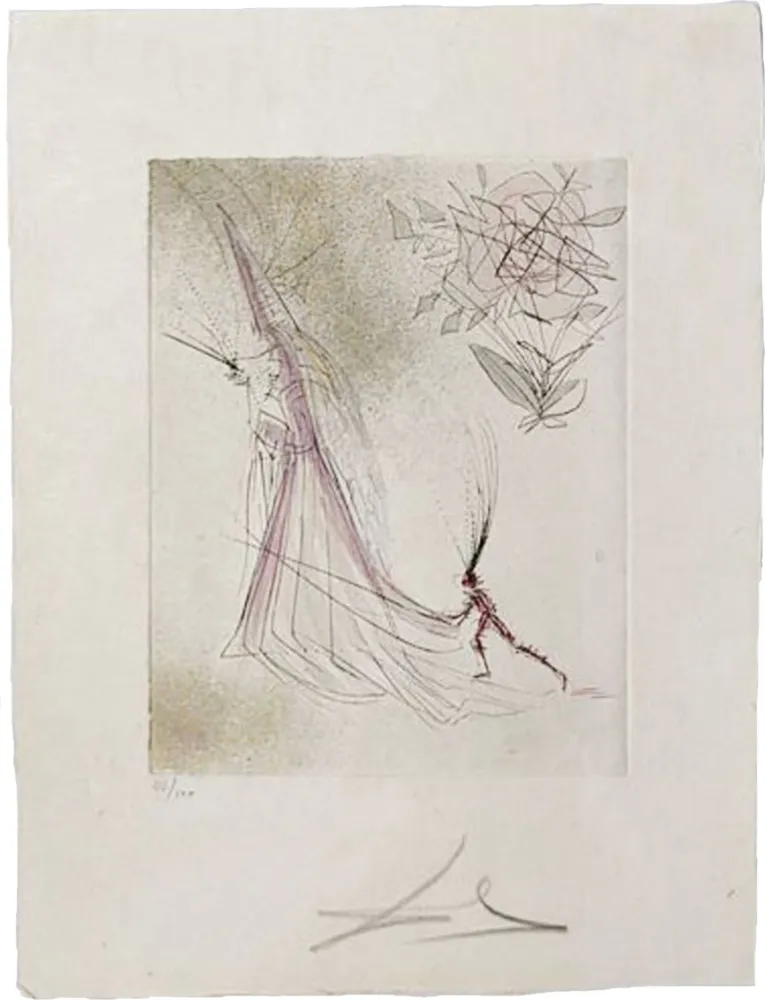 Kaltnadelradierung Dali - The Ghost and the Rose (The Spectre and the Rose)