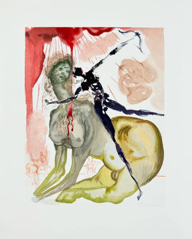 Holzschnitt Dali - The Inferno, Canto 12 - The Minotaur