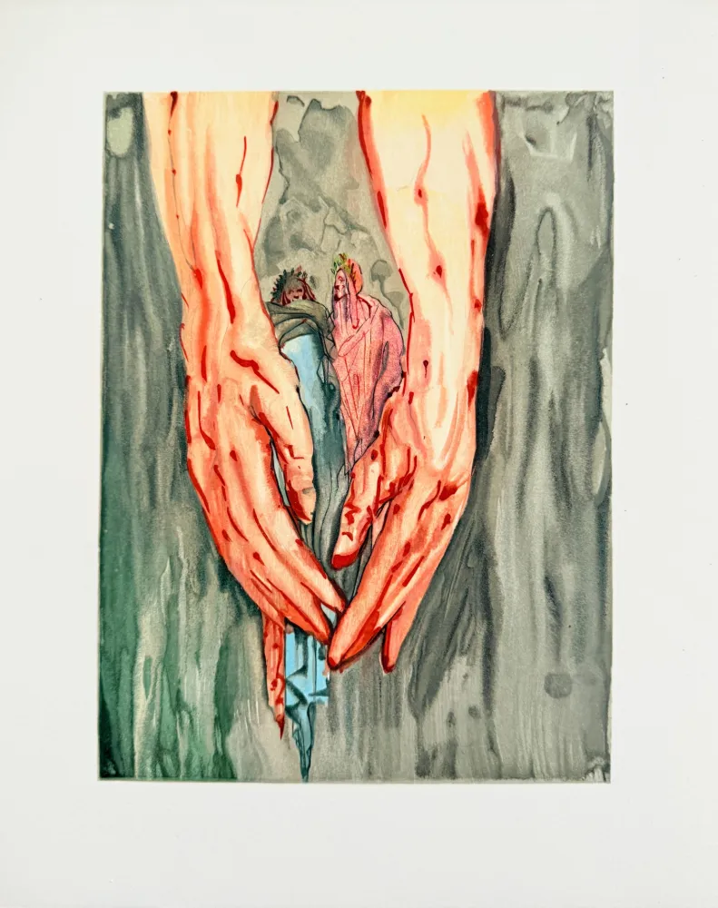 Holzschnitt Dali - The Inferno, Canto 16 - The Mount of Geryon