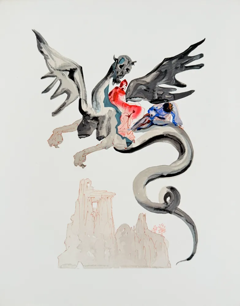 Holzschnitt Dali - The Inferno, Canto 17 - The Usurers