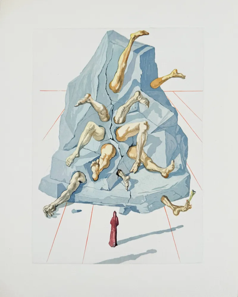 Holzschnitt Dali - The Inferno, Canto 19 - The Simonists