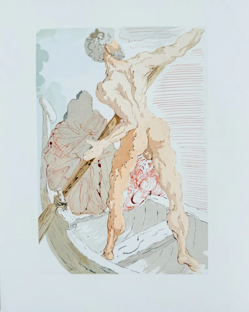 Holzschnitt Dali - The Inferno, Canto 2 - Virigil comforts Dante