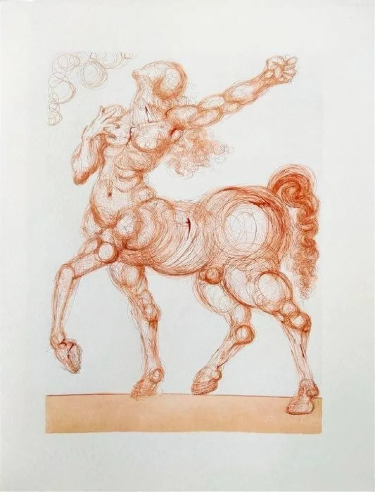 Holzschnitt Dali - The Inferno, Canto 25 - The Centaur