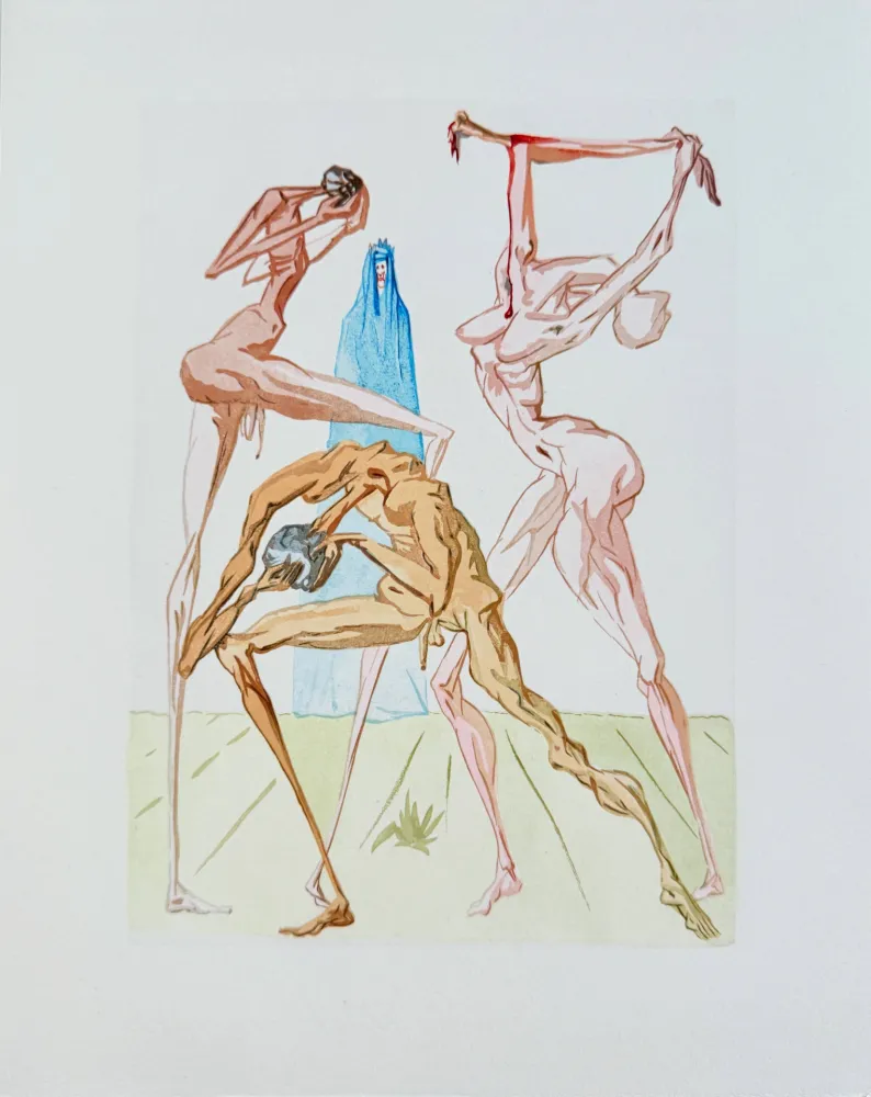 Holzschnitt Dali - The Inferno, Canto 26 - The Dwellers of Prato