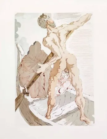 Holzschnitt Dali - The Inferno, Canto 3 - Charon and the Shore of Acheron