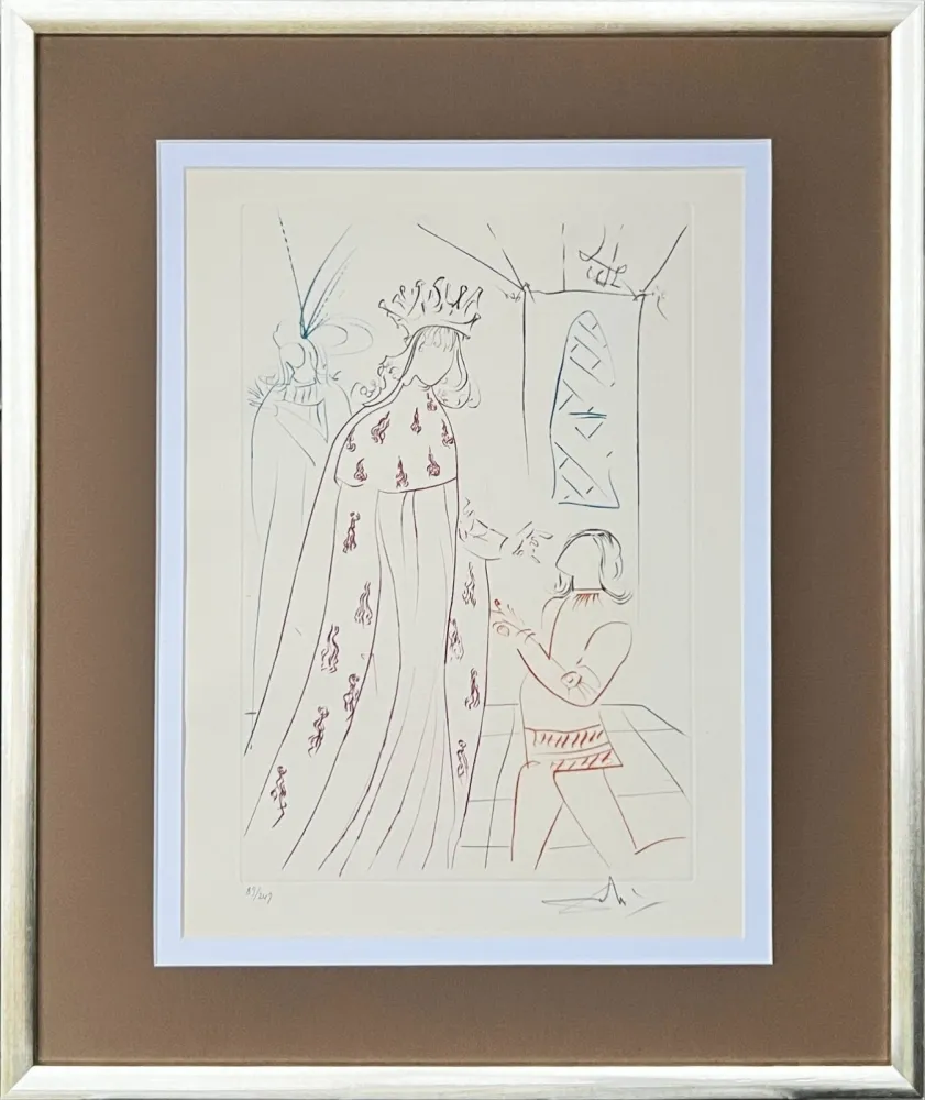 Kaltnadelradierung Dali - The Knighting of Lancelot