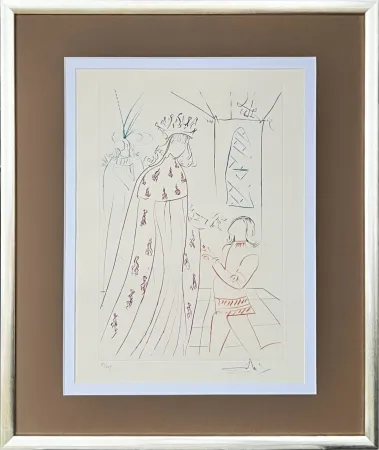 Kaltnadelradierung Dali - The Knighting of Lancelot