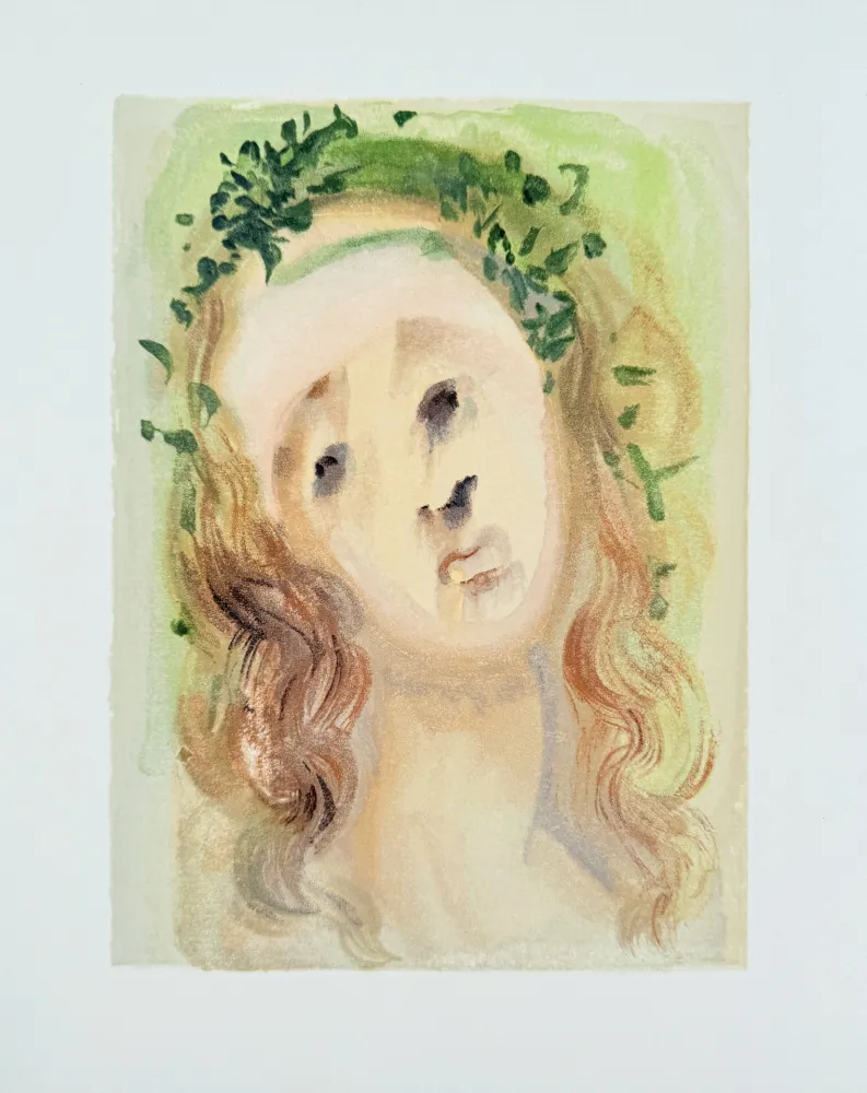 Holzschnitt Dali - The Purgatory, Canto 10 - Virgil's Face