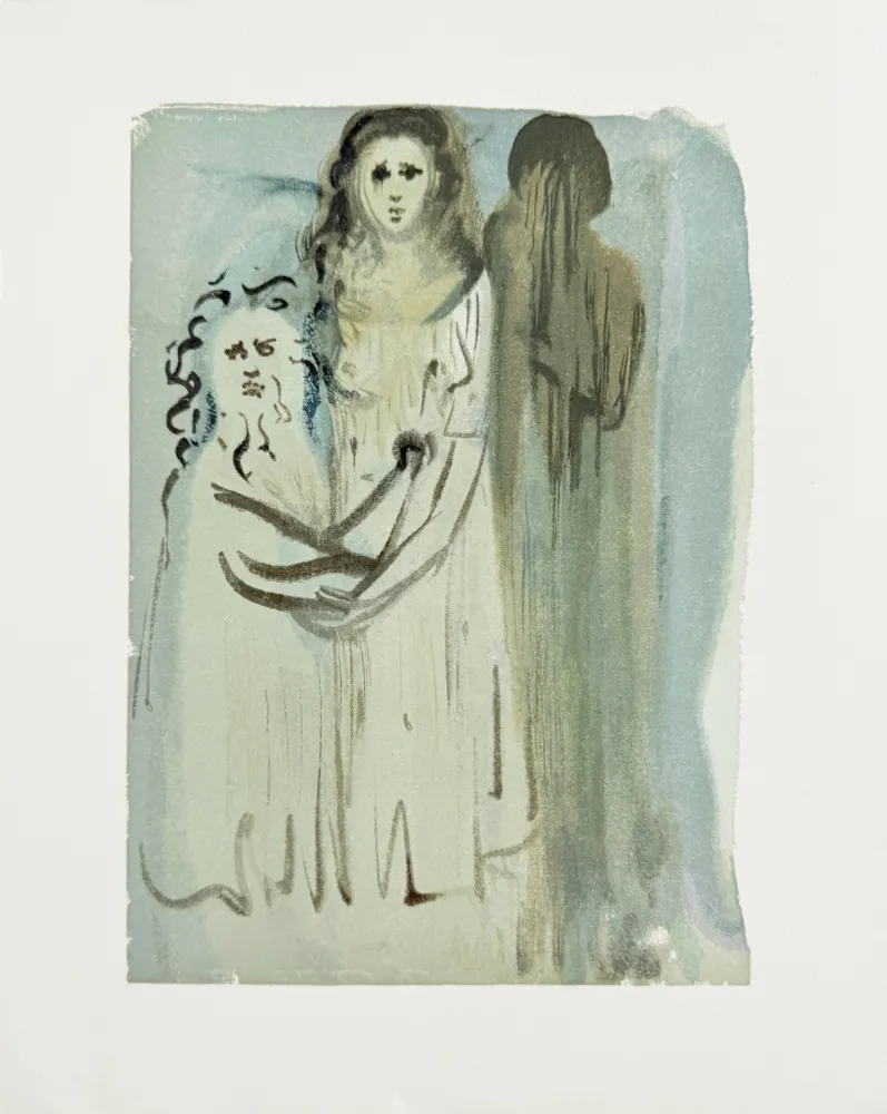 Holzschnitt Dali - The Purgatory, Canto 16 - In the Cloud of Angry Ones