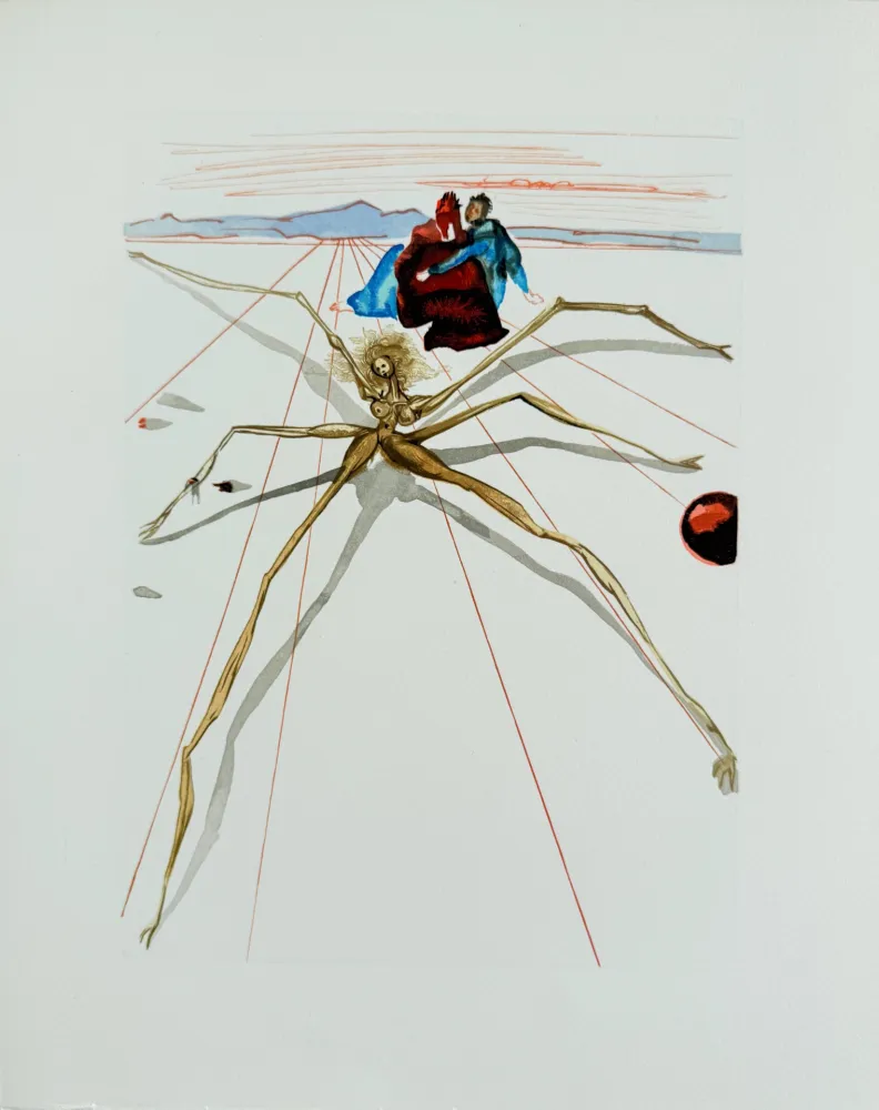 Holzschnitt Dali - The Purgatory, Canto 17 - Leaving the Terrace of Anger