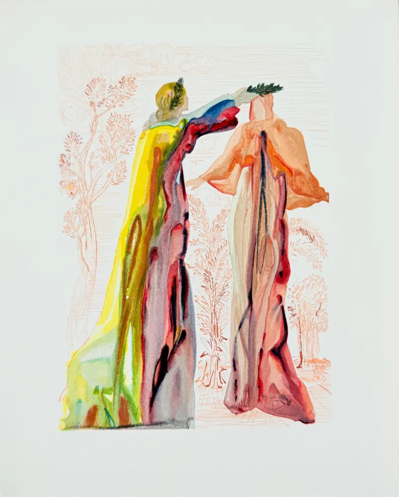 Holzschnitt Dali - The Purgatory, Canto 27 - The Last Words of Virgil