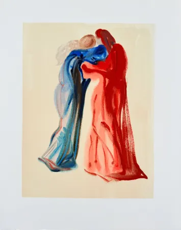 Holzschnitt Dali - The Purgatory, Canto 29 - Meeting of Dante and Beatrice