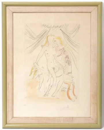 Radierung Dali - Vénus, Mars and Cupidon from Suite Mythologique Nouvelle