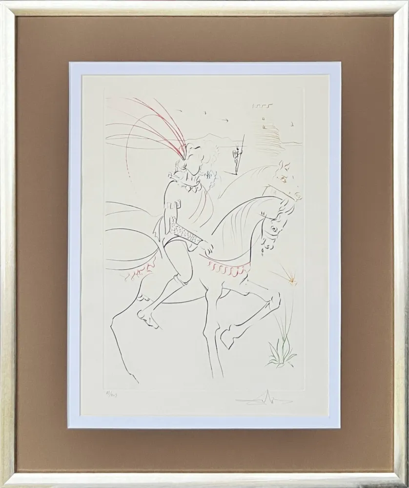 Kaltnadelradierung Dali - Viviane and Lancelot on the Lake
