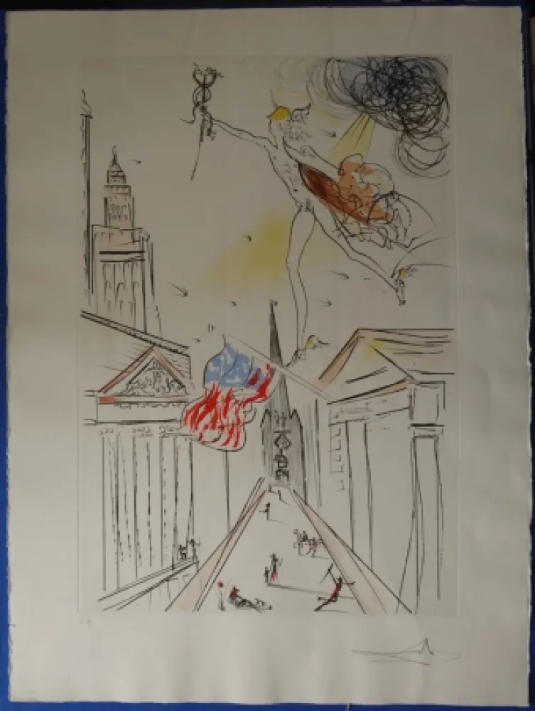 Radierung Dali - Vue de Wall Street