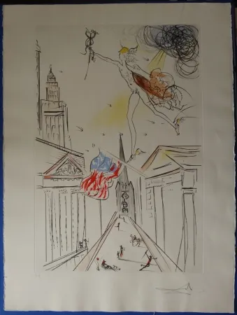 Radierung Dali - Vue de Wall Street