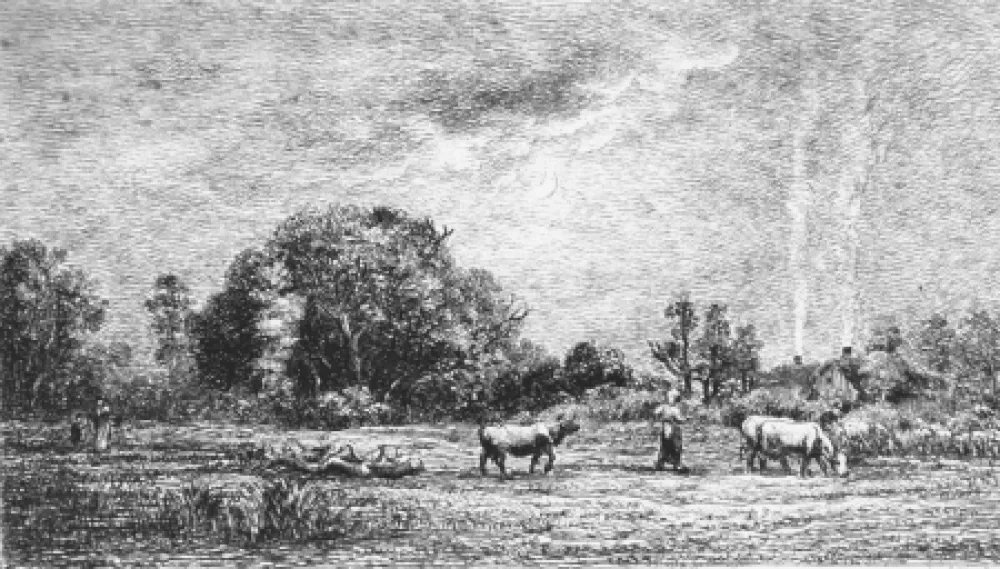 Radierung Daubigny - Lever de lune