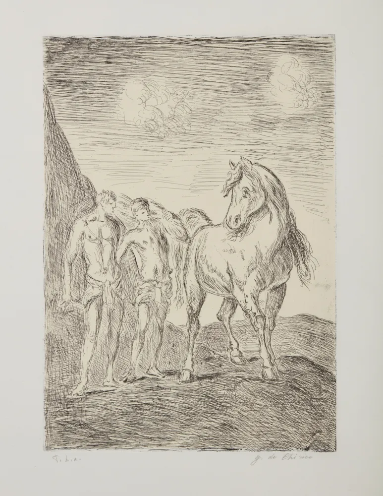 Radierung De Chirico - Dioscuri