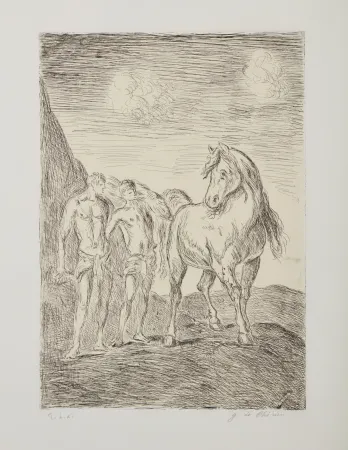 Radierung De Chirico - Dioscuri